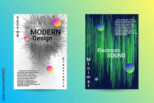 Set of modern abstract musical backgrounds. Sound flyer for creating a fashionable cover, banner, poster, booklet.