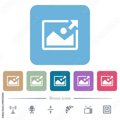 Export image flat icons on color rounded square backgrounds
