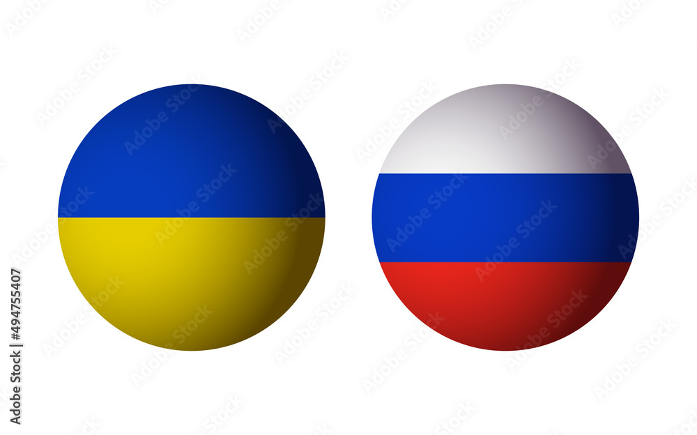 russian and ukrainian flag. Flat design russian and ukrainian flags. russian and ukrainian flag. Flat design russian and ukrainian flags.