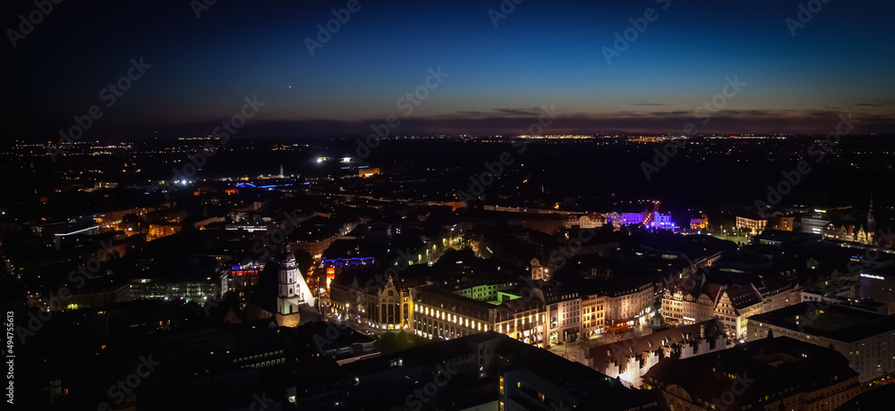 Top view of panorama Leipzig ( Germany) at night. Horizontal image. Top view of panorama Leipzig ( Germany) at night. Horizontal image.