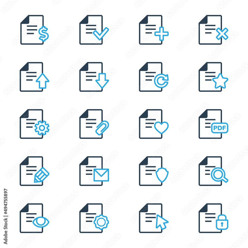 Set of document icons. Vector illustration Set of document icons. Vector illustration
