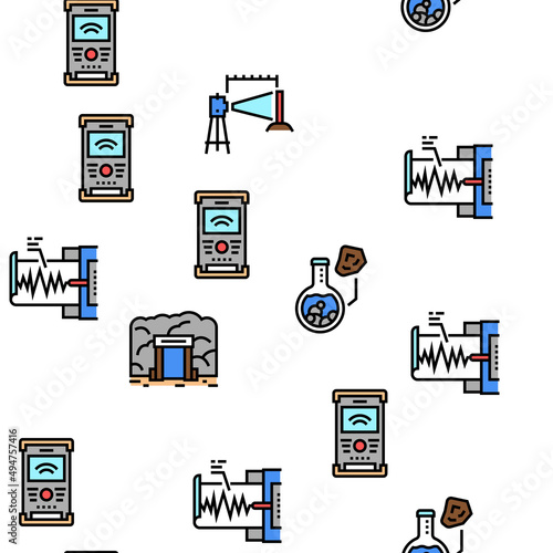 Geology Researching Vector Seamless Pattern Thin Line Illustration