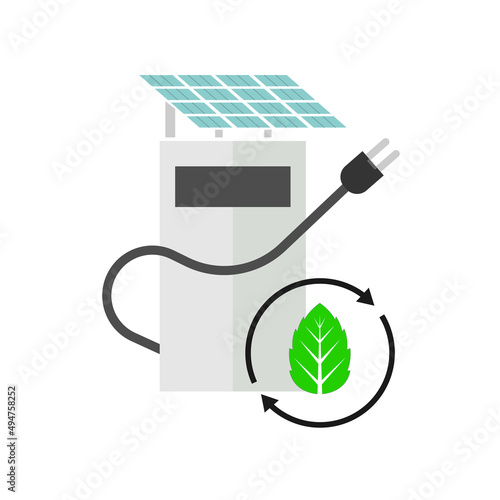 Electric energy with solar panels. renewable energy concept. editable vector.
