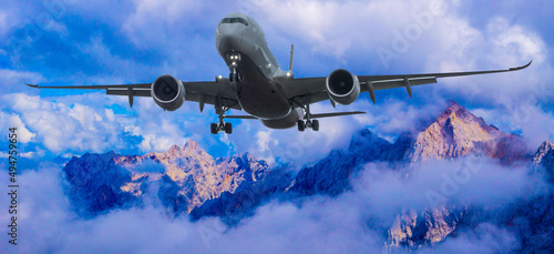 Fototapeta Naklejka Na Ścianę i Meble -  Flugzeug über Alpen