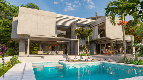 Luxurious brutalist home wi...