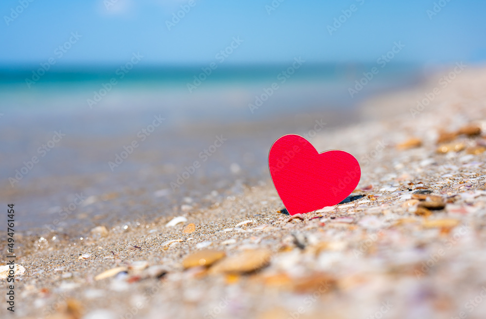 Red heart on the seashore. Travel concept. Red heart on the seashore. Travel concept.