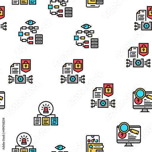 Incident Management Vector Seamless Pattern Thin Line Illustration