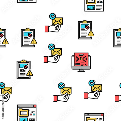 Incident Management Vector Seamless Pattern Thin Line Illustration
