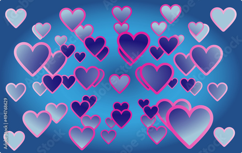 love vector background with many beautiful hearts