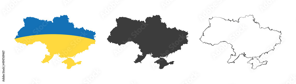 Ukraine map icon. Map of Ukraine with flag inside . Vector illustration. Ukraine map icon. Map of Ukraine with flag inside . Vector illustration.