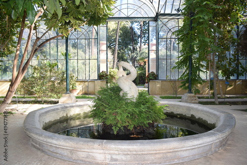 Beautiful fountain inside the Giardino d'Inverno ("Winter Garden") of the Orto Botanico di Palermo (Palermo Botanical Garden)