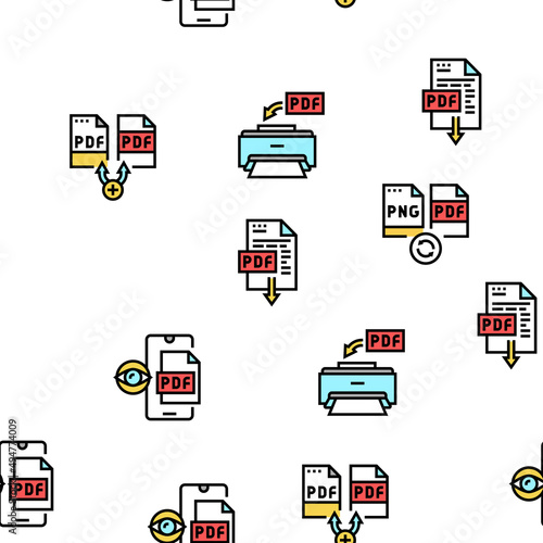 Pdf Electronic File Vector Seamless Pattern Thin Line Illustration
