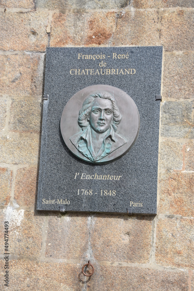 Chateaubiriand, siant-malo, hôtels écrivain, chambre, plaque Chateaubiriand, siant-malo, hôtels écrivain, chambre, plaque