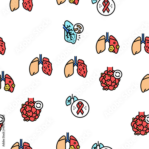 Respiratory Disease Vector Seamless Pattern Thin Line Illustration