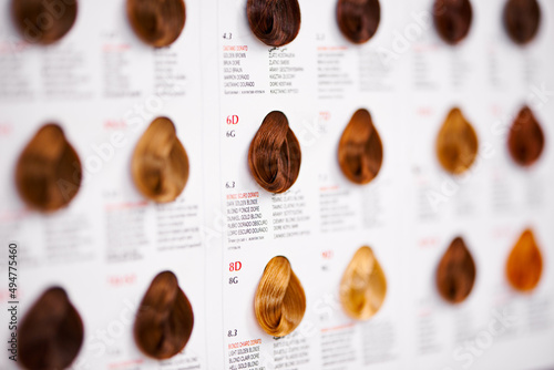 Any color you can think of. A cropped view of various haircolor swatches.
