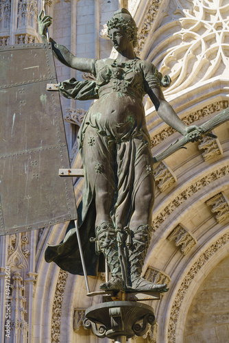 Statue of the Giraldillo de la Giralda in Seville, Andalucia, Spain.  photo