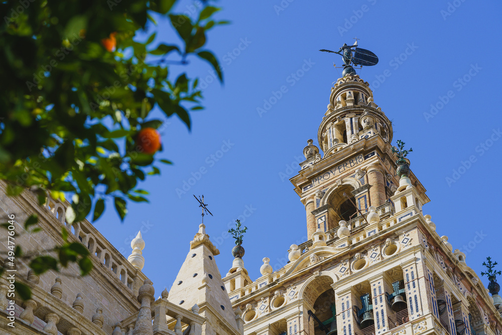 Giralda tower in Seville cathedral in Andalucia, Spain