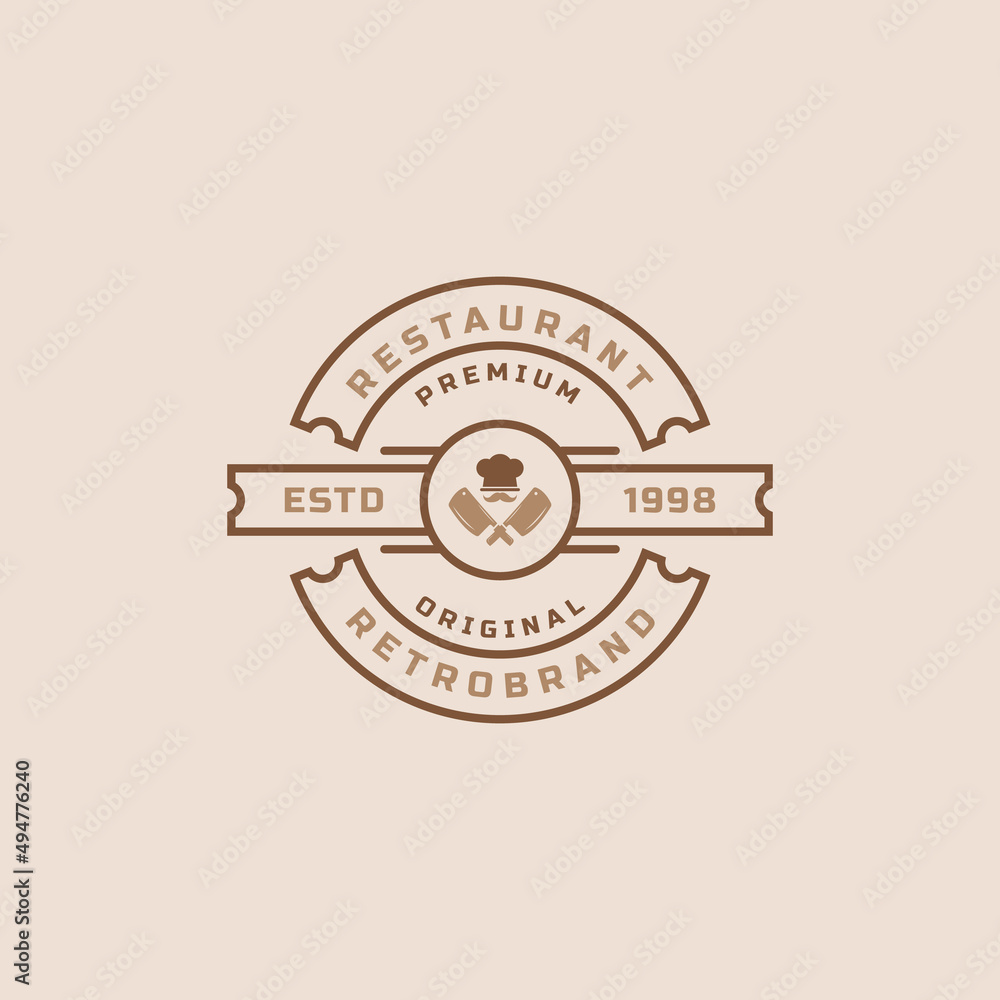 Vintage Retro Badge Restaurant and Cafe icons, Fast Food Logo Design ...