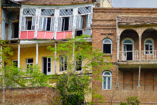 Old houses on town street photo