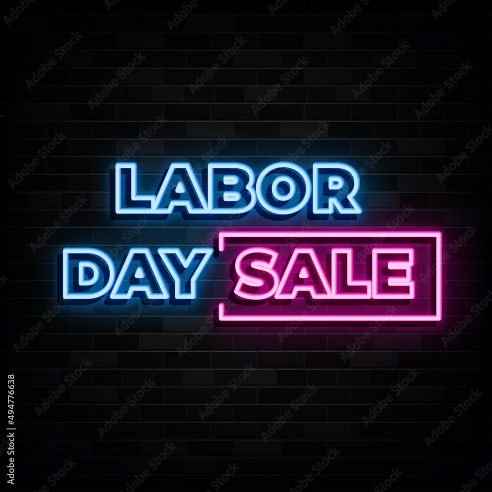 Labor Day Sale Neon Signs Vector Labor Day Sale Neon Signs Vector