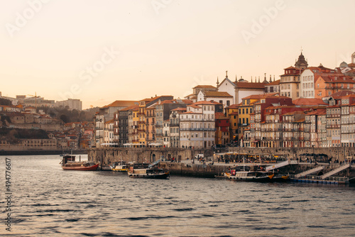 Porto Portugal riverside at sunset