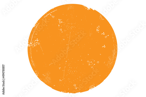 Circle grunge stamp. Round vector isolated on white background. Orange stamp vector. For grunge badge, seal, ink and stamp design template. Round grunge hand drawn circle shape, vector