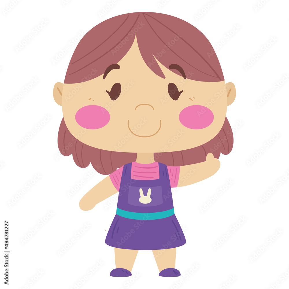 Isolated cute happy girl cartoon Vector Isolated cute happy girl cartoon Vector