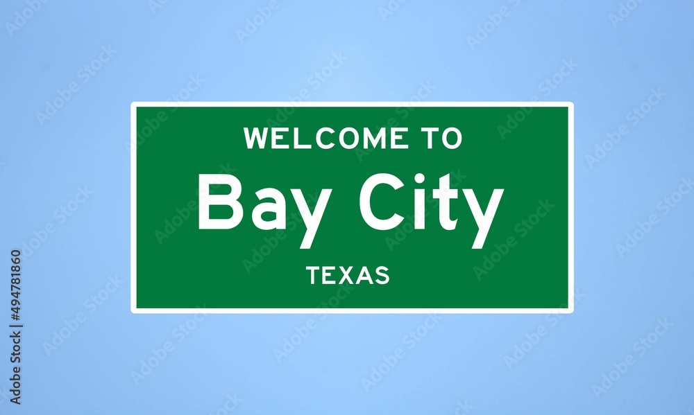 Bay City, Texas city limit sign. Town sign from the USA. Bay City, Texas city limit sign. Town sign from the USA.