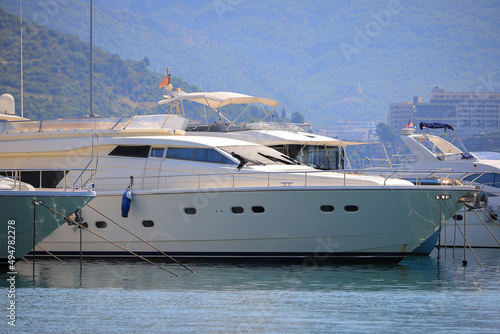 Luxury motor yacht moored in the marina © VP