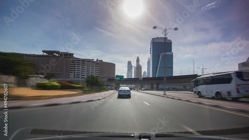 summer day dubai city beach road trip panorama 4k timelapse uae photo