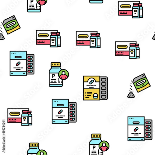 Probiotics Bacterium Vector Seamless Pattern Thin Line Illustration