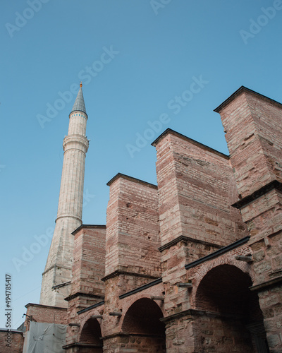 Photo of the facade of the Hagia Sophia Mosque in Istanbul Turkey