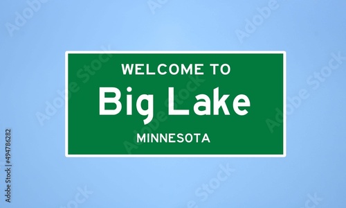 Big Lake, Minnesota city limit sign. Town sign from the USA. photo