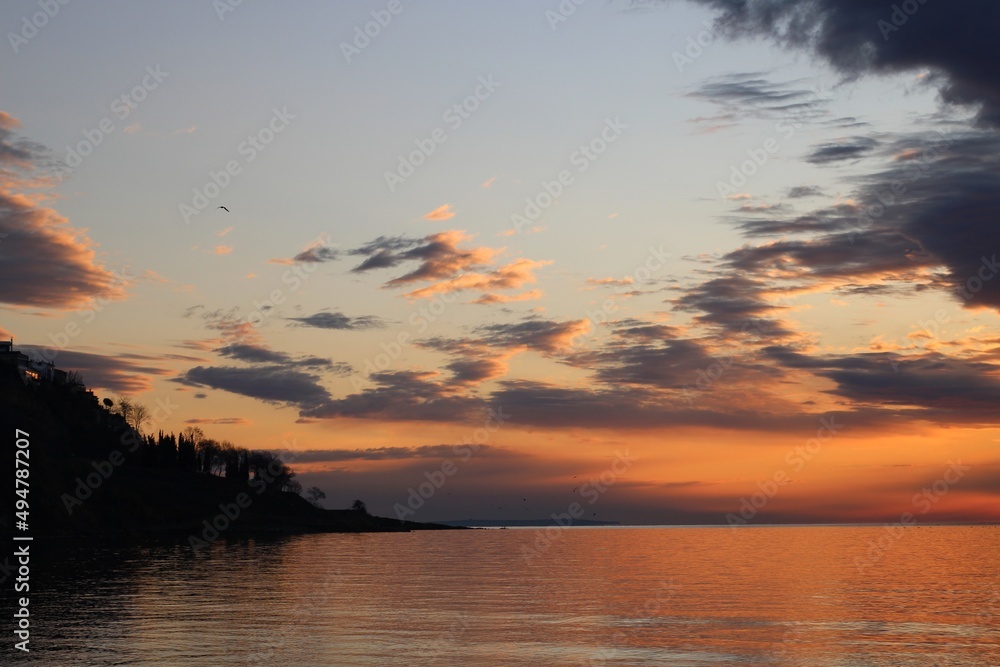 Sunset over the sea.