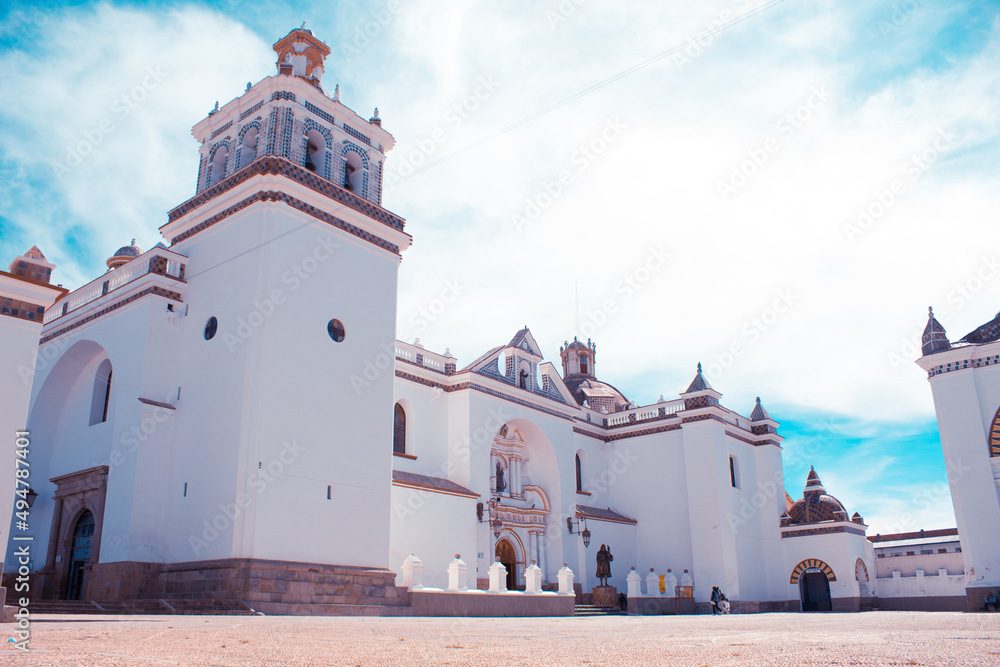 Basilica of Our Lady of Copacabana on Lake Titicaca, Manco Kapac Province, La Paz. Tourist center of the Andes of Bolivia, tourism, vacations Basilica of Our Lady of Copacabana on Lake Titicaca, Manco Kapac Province, La Paz. Tourist center of the Andes of Bolivia, tourism, vacations