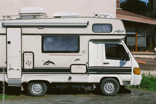 Camper van on a site.