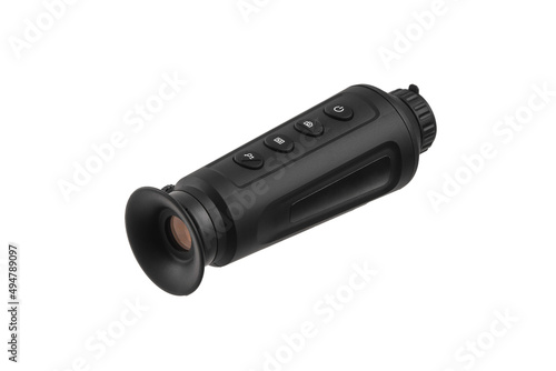 Modern monocular thermal imager isolate on a white background. A device for fixing thermal radiation.