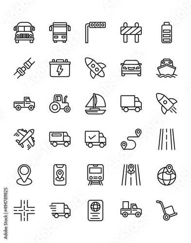 tranport Icon Set 30 isolated on white background
