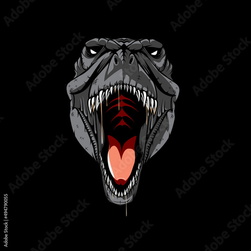 T-Rex head concept vector illustration for design element, symbol, tshirt graphic or any other purpose.