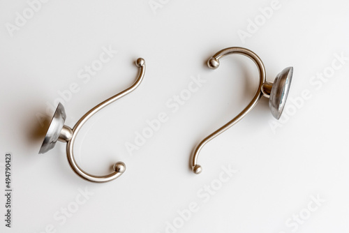 Stainless steel hooks isolated on white background