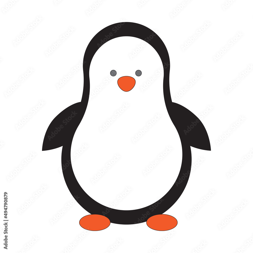 Cartoon penguin. Face symbol. Nature background. Love symbol. Happy