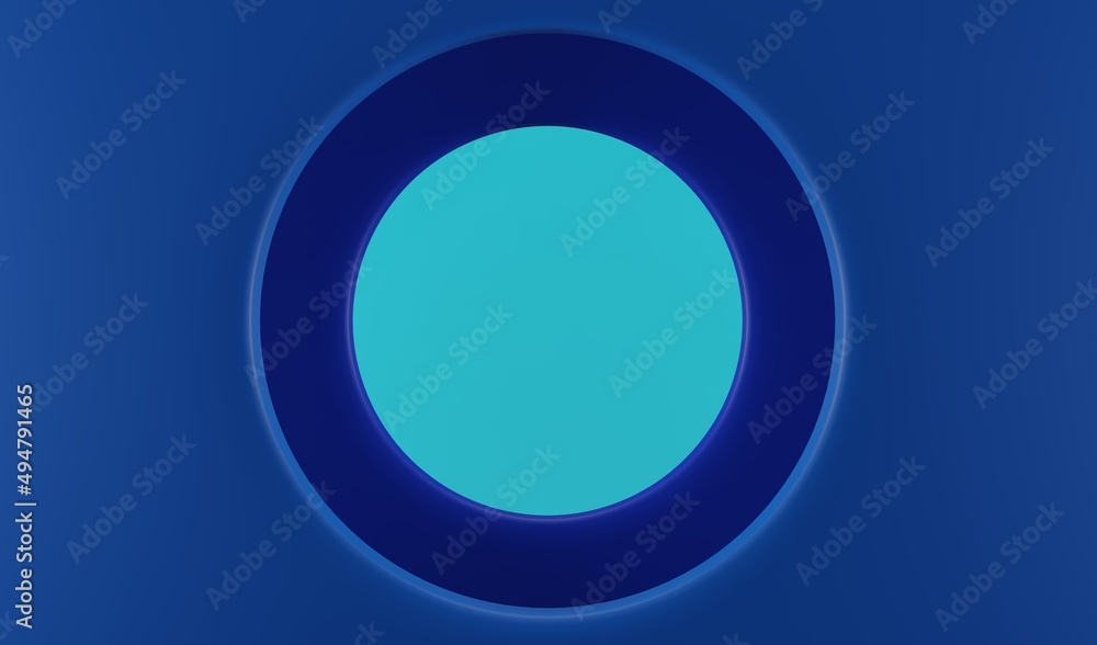 round frame in shades of blue