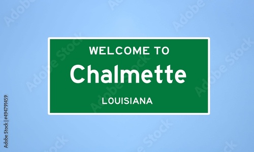 Chalmette, Louisiana city limit sign. Town sign from the USA.