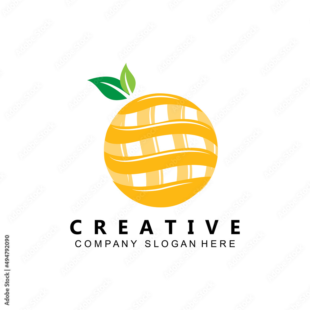 Vector illustration of mango logo, fresh fruit, grown in the garden, orange is sweet and fresh Vector illustration of mango logo, fresh fruit, grown in the garden, orange is sweet and fresh