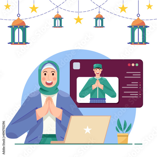 Ramadan Mubarak greeting. Islamic Design Template to celebrate the month of Ramadan