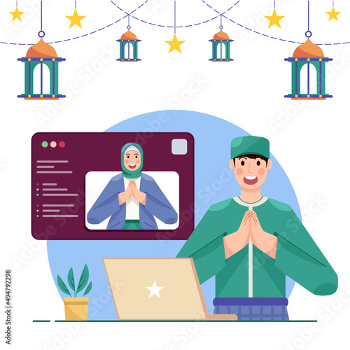 Ramadan Mubarak greeting. Islamic Design Template to celebrate the month of Ramadan