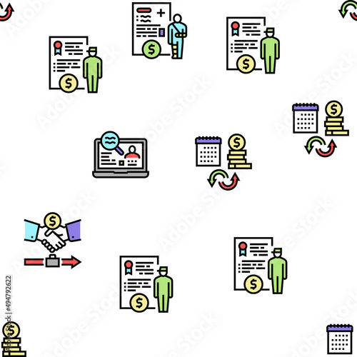 Allowance Finance Help Vector Seamless Pattern Thin Line Illustration