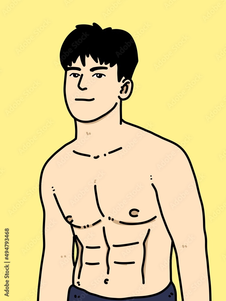 Fototapeta premium cute man cartoon on yellow background