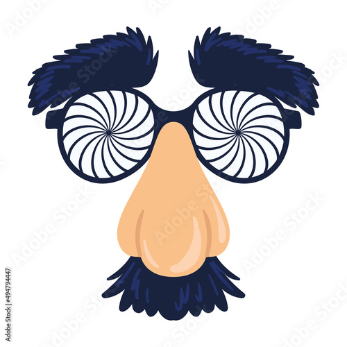 Isolated incognito glasses with nose and mustache Vector photo