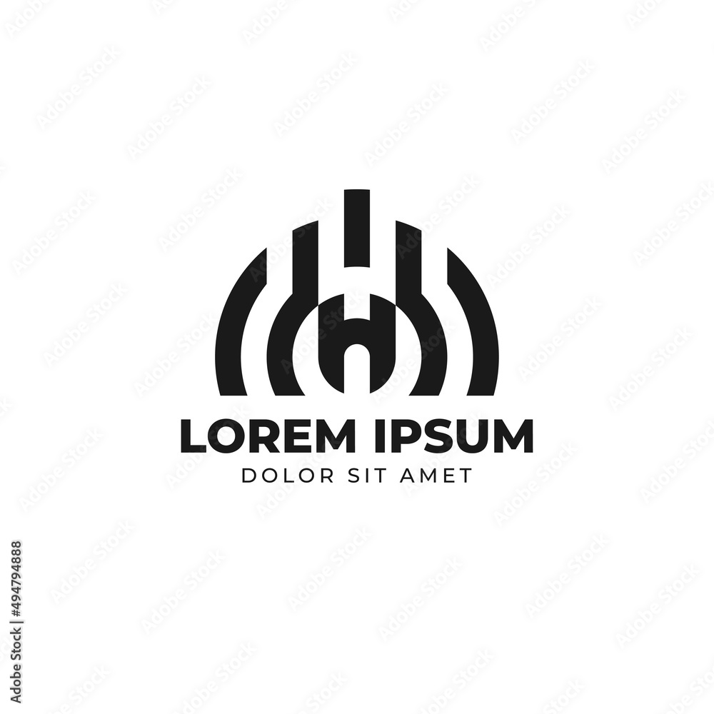 abstract monogram letter H power button vector logo design element abstract monogram letter H power button vector logo design element